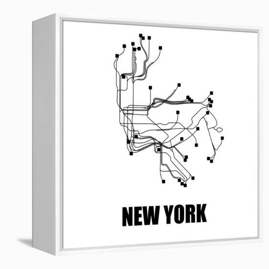 New York White Subway Map-null-Framed Stretched Canvas