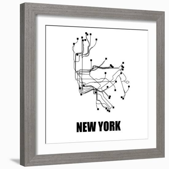 New York White Subway Map-null-Framed Art Print