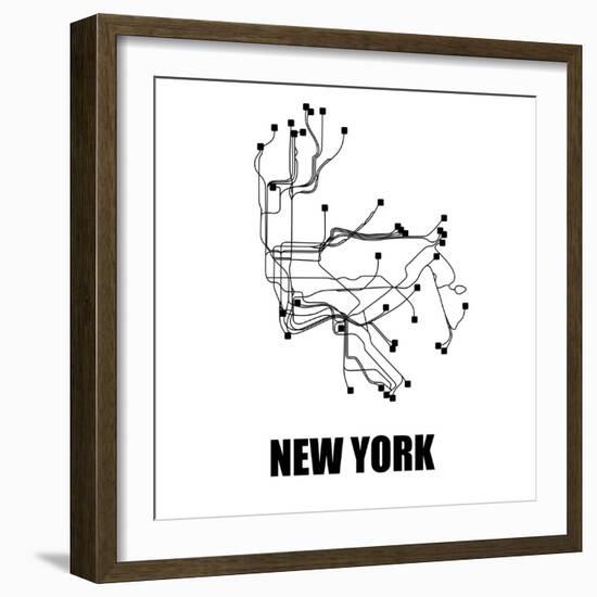 New York White Subway Map-null-Framed Art Print