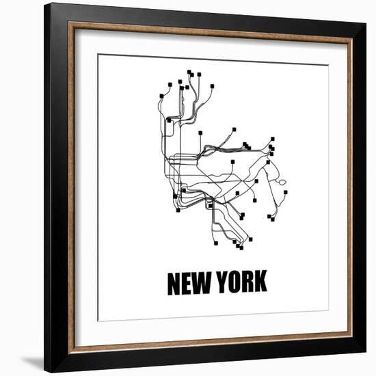 New York White Subway Map-null-Framed Art Print