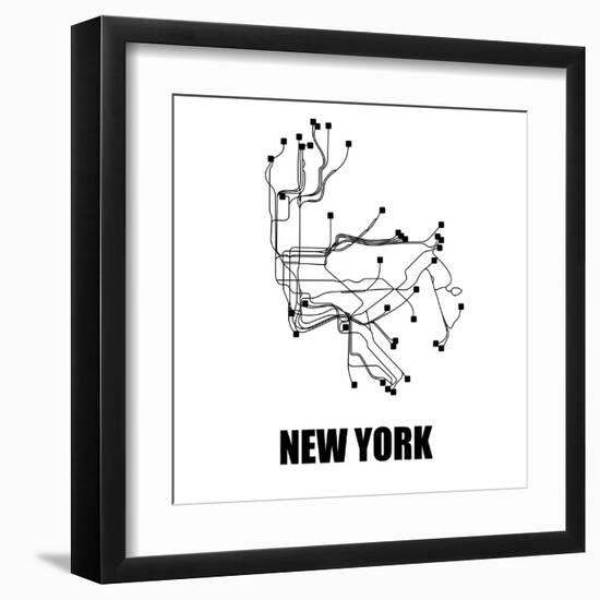 New York White Subway Map-null-Framed Art Print