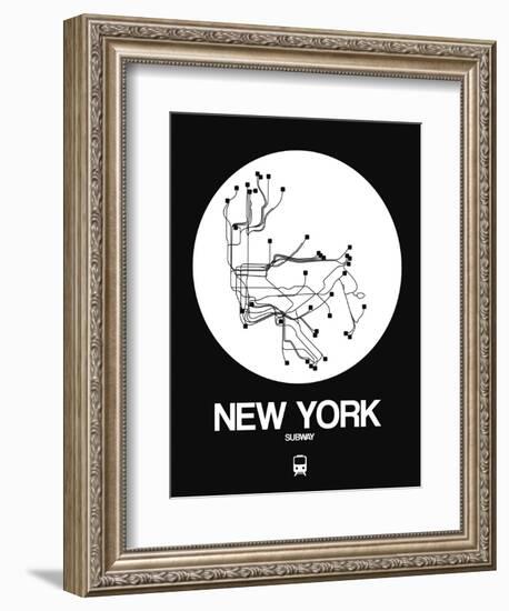 New York White Subway Map-NaxArt-Framed Art Print