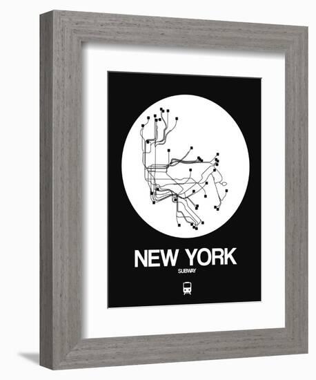 New York White Subway Map-NaxArt-Framed Art Print