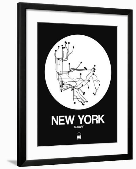 New York White Subway Map-NaxArt-Framed Art Print