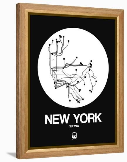 New York White Subway Map-NaxArt-Framed Stretched Canvas