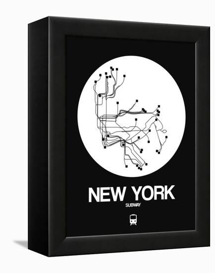 New York White Subway Map-NaxArt-Framed Stretched Canvas