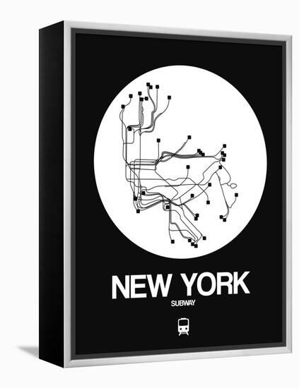 New York White Subway Map-NaxArt-Framed Stretched Canvas