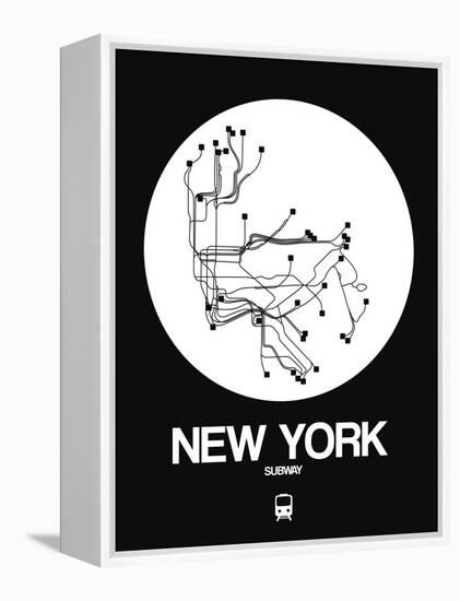 New York White Subway Map-NaxArt-Framed Stretched Canvas