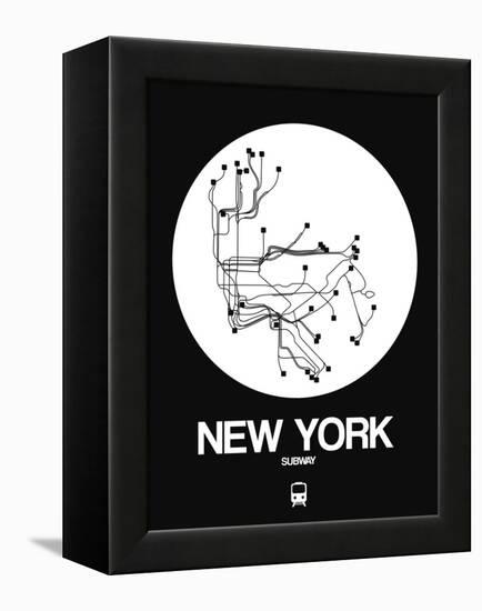 New York White Subway Map-NaxArt-Framed Stretched Canvas