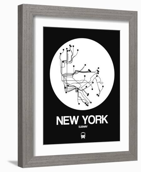 New York White Subway Map-NaxArt-Framed Art Print