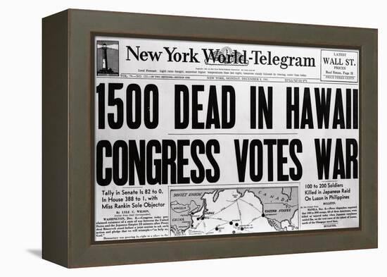New York World Telegram on War Fatalities in Hawaii-Bettmann-Framed Premier Image Canvas