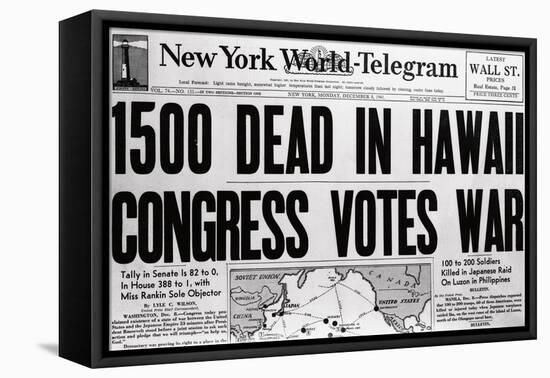New York World Telegram on War Fatalities in Hawaii-Bettmann-Framed Premier Image Canvas