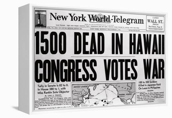 New York World Telegram on War Fatalities in Hawaii-Bettmann-Framed Premier Image Canvas