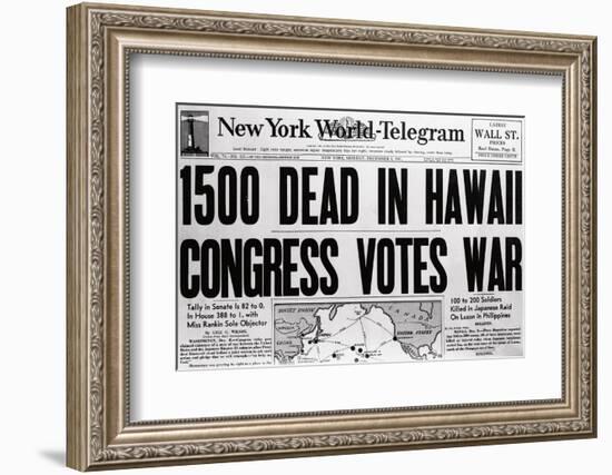 New York World Telegram on War Fatalities in Hawaii-Bettmann-Framed Photographic Print