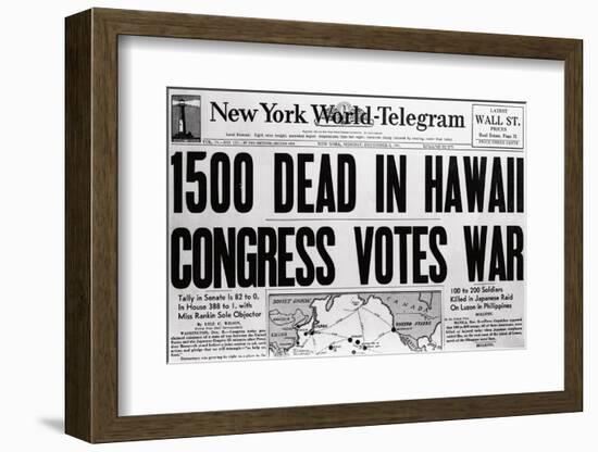 New York World Telegram on War Fatalities in Hawaii-Bettmann-Framed Photographic Print