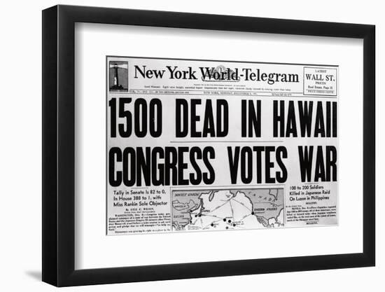 New York World Telegram on War Fatalities in Hawaii-Bettmann-Framed Photographic Print