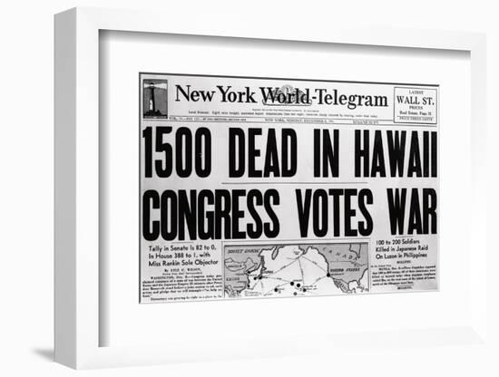 New York World Telegram on War Fatalities in Hawaii-Bettmann-Framed Photographic Print