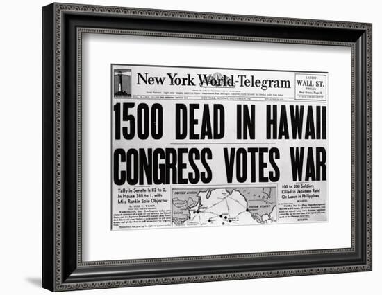 New York World Telegram on War Fatalities in Hawaii-Bettmann-Framed Photographic Print