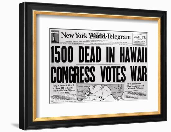 New York World Telegram on War Fatalities in Hawaii-Bettmann-Framed Photographic Print