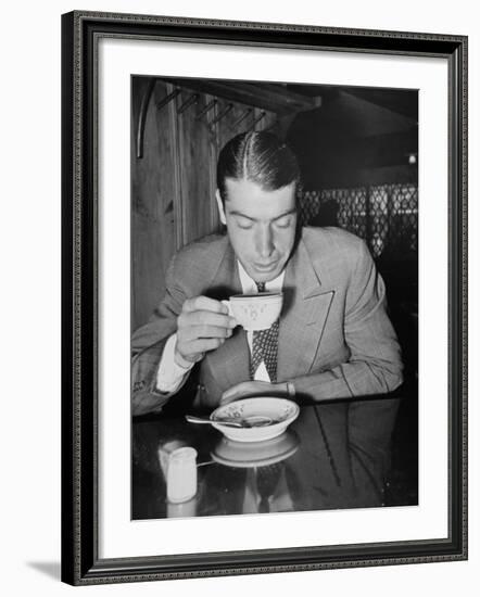New York Yankee Joe Dimaggio Drinking Coffee-Carl Mydans-Framed Premium Photographic Print