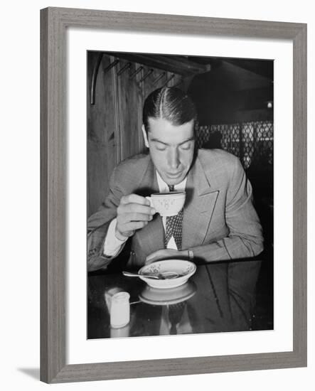 New York Yankee Joe Dimaggio Drinking Coffee-Carl Mydans-Framed Premium Photographic Print