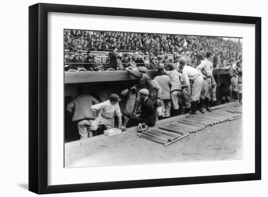 New York Yankees Dugout, Baseball Photo - New York, NY-Lantern Press-Framed Art Print