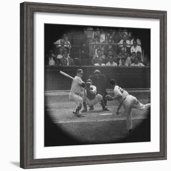 New York Yankees Player Mickey Mantle, Batting During Game-null-Framed Premium Photographic Print