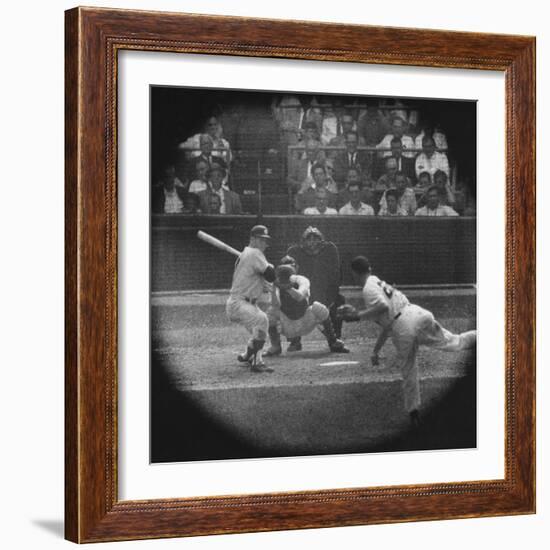 New York Yankees Player Mickey Mantle, Batting During Game-null-Framed Premium Photographic Print