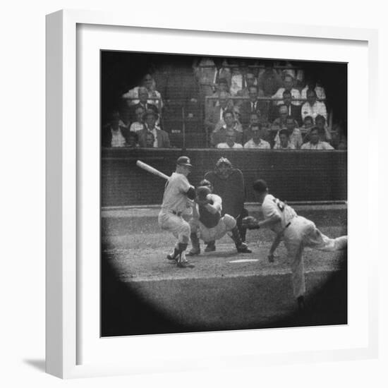 New York Yankees Player Mickey Mantle, Batting During Game-null-Framed Premium Photographic Print