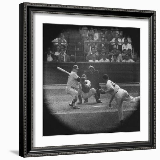 New York Yankees Player Mickey Mantle, Batting During Game-null-Framed Premium Photographic Print