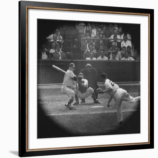 New York Yankees Player Mickey Mantle, Batting During Game-null-Framed Premium Photographic Print