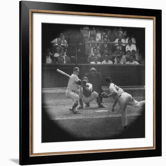 New York Yankees Player Mickey Mantle, Batting During Game-null-Framed Premium Photographic Print