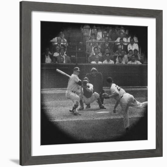 New York Yankees Player Mickey Mantle, Batting During Game-null-Framed Premium Photographic Print