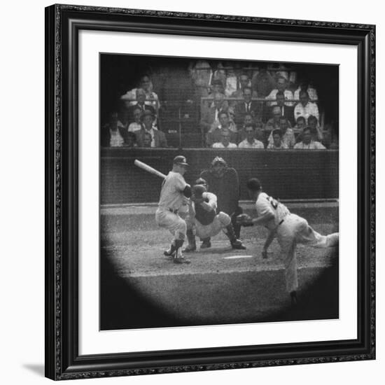 New York Yankees Player Mickey Mantle, Batting During Game-null-Framed Premium Photographic Print