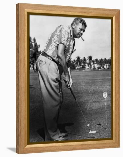 New York Yankees. Retired Outfielder Babe Ruth Playing Golf, Late 1940s-null-Framed Stretched Canvas