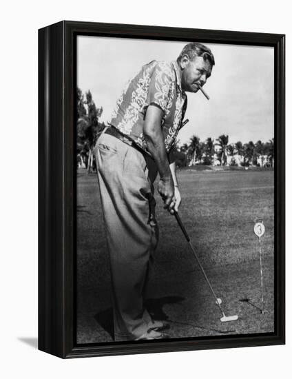 New York Yankees. Retired Outfielder Babe Ruth Playing Golf, Late 1940s-null-Framed Stretched Canvas