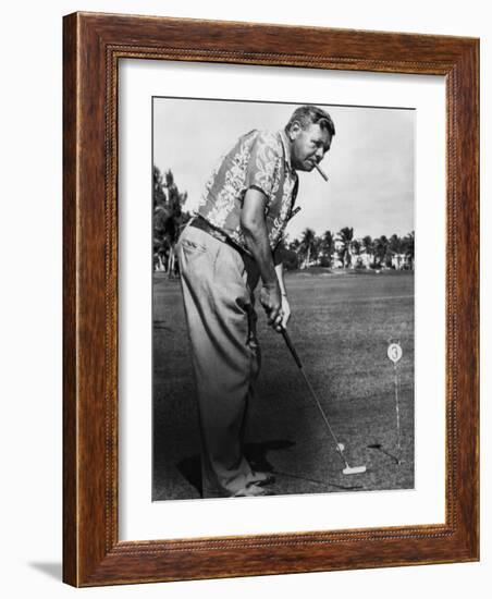 New York Yankees. Retired Outfielder Babe Ruth Playing Golf, Late 1940s-null-Framed Photo