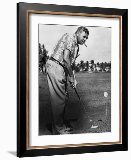 New York Yankees. Retired Outfielder Babe Ruth Playing Golf, Late 1940s-null-Framed Photo