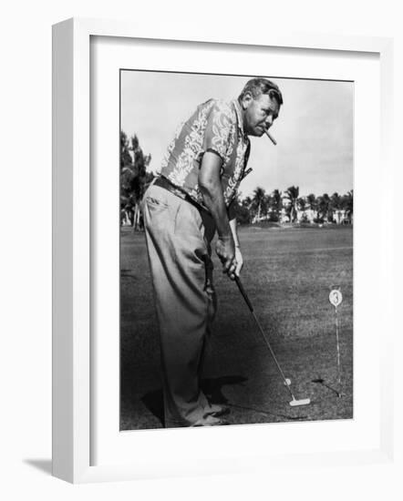 New York Yankees. Retired Outfielder Babe Ruth Playing Golf, Late 1940s-null-Framed Photo