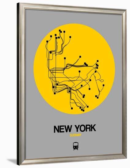 New York Yellow Subway Map-NaxArt-Framed Premium Giclee Print