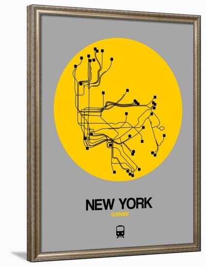 New York Yellow Subway Map-NaxArt-Framed Premium Giclee Print