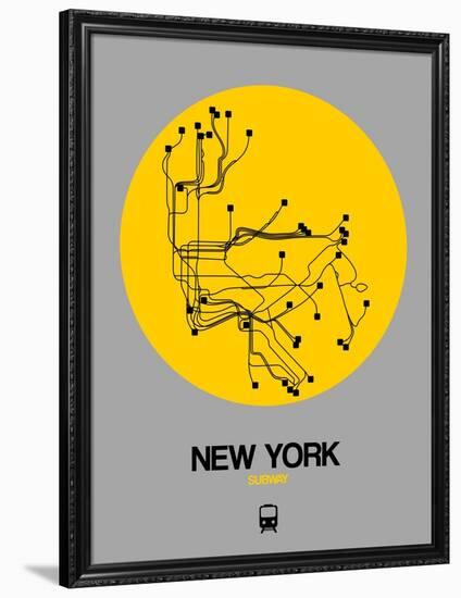 New York Yellow Subway Map-NaxArt-Framed Premium Giclee Print