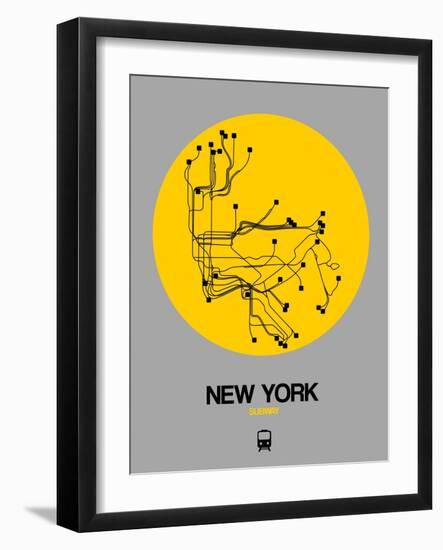 New York Yellow Subway Map-NaxArt-Framed Premium Giclee Print