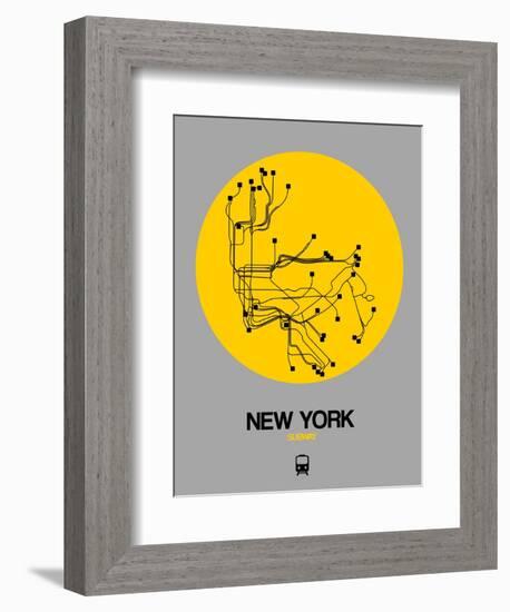 New York Yellow Subway Map-NaxArt-Framed Premium Giclee Print