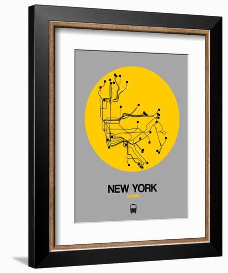 New York Yellow Subway Map-NaxArt-Framed Premium Giclee Print