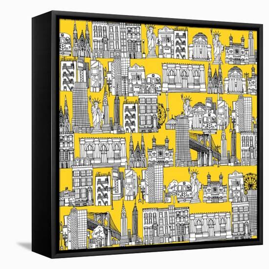 New York Yellow-Sharon Turner-Framed Stretched Canvas