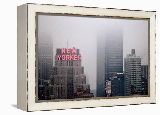 New Yorker Building in Fog NYC-null-Framed Stretched Canvas