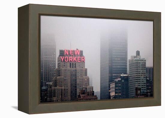 New Yorker Building in Fog NYC-null-Framed Stretched Canvas