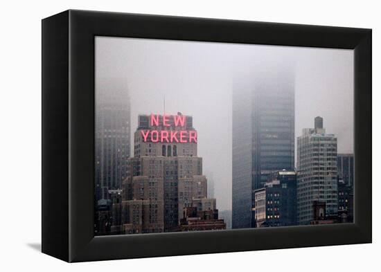 New Yorker Building in Fog NYC-null-Framed Stretched Canvas