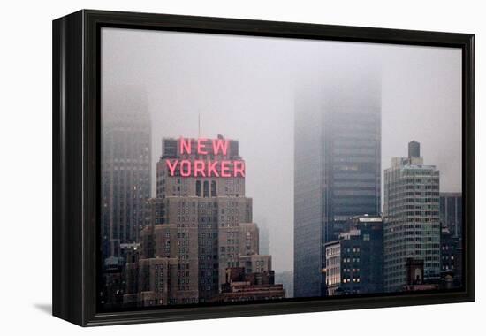 New Yorker Building in Fog NYC-null-Framed Stretched Canvas